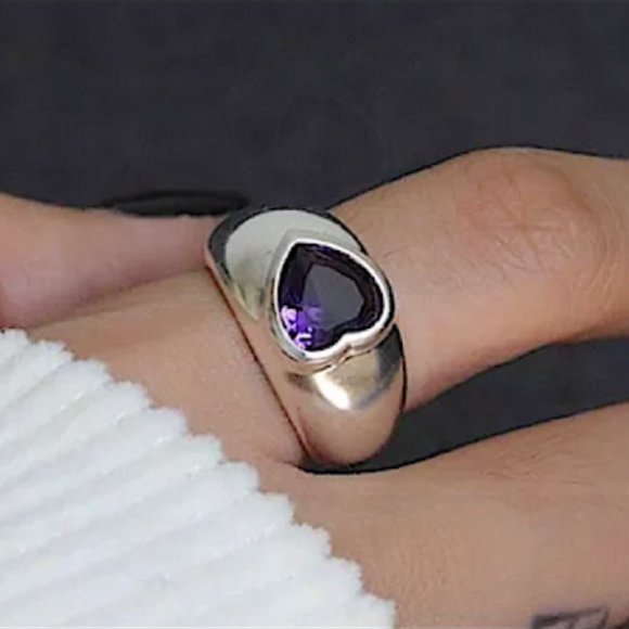 Stampd Silver Ring with Purple Gem - Picture 2 of 7